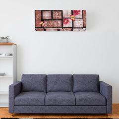 Heart Home Split AC Cover | PVC Floral AC Cover | Outdoor Condenser AC Cover | AC Cover for Indoor & Outdoor | AC Cover for Dust Protection | 1.5 Ton Ac Cover | Brown