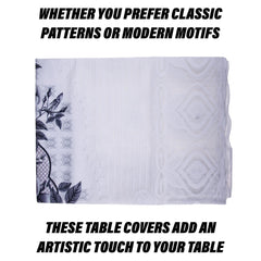 Kuber Industries Center Table Cover | Cotton Table Cloth Cover | 4-Seater Table Cloth | Glory Table Cover | Table Protector | Table Cover for Center Table | 40x60 Inch | CTC | White & Gray