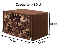 Heart Home Velvet Flower Printed Microwave Oven Cover, Dustproof Machine Protector Cover,30 LTR. (Brown)-HS43HEARTH26062