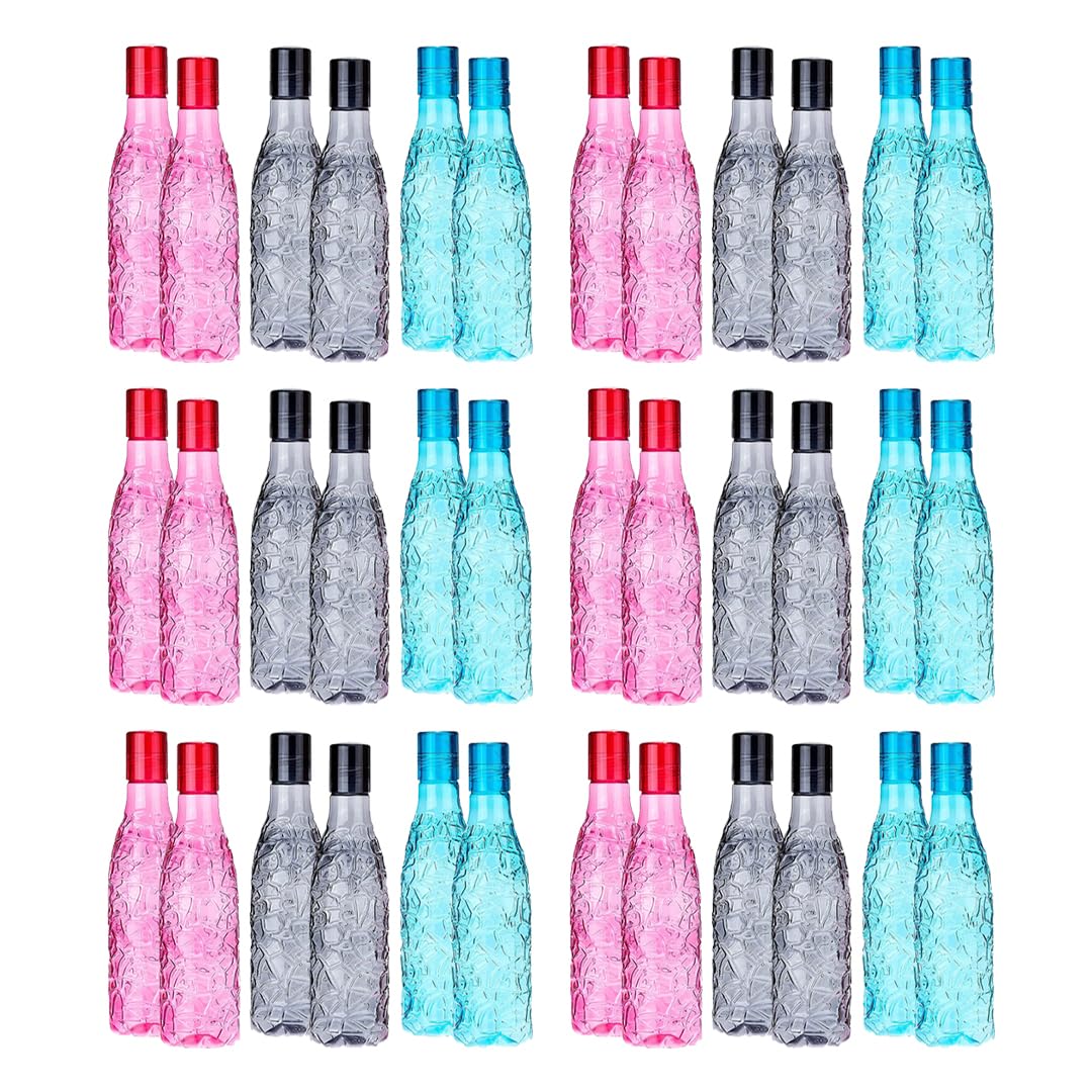 Kuber Industries BPA-Free Plastic Water Bottle | Leak Proof, Firm Grip, 100% Food Grade Plastic Bottles | for Home, Office, School & Gym | Unbreakable, Freezer Proof| Set of 6|Assorted (Pack of 6)