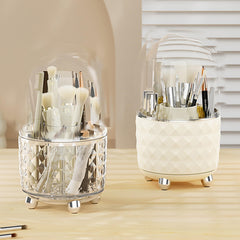 Kuber Industries Pack of 3 Multipurpose Storage Holder | Decorative Crystal Finish Stylish Look | Makeup Brush Holder | Desk Storage Container | YM.6698TS | Transparency Silver