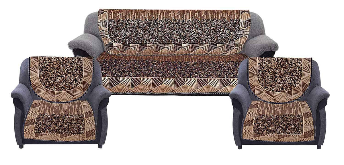 Kuber Industries Leaf Design 6 Piece Velvet Sofa Cover Set - Blue