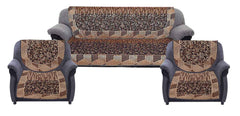 Kuber Industries Leaf Design 6 Piece Velvet Sofa Cover Set - Blue