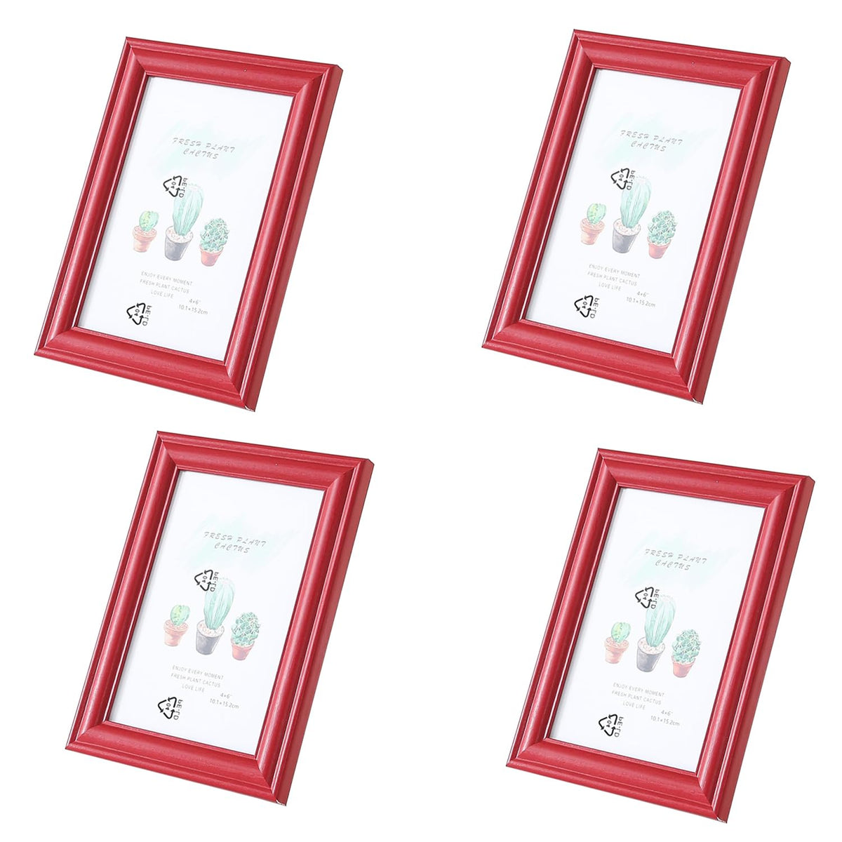 Kuber Industries Photo Frame For Home D?cor|Use Horizontal & Vertical|Crystal Clear Glass|Perfect For Home, Office And Shop "11.6x16.7CM"-Pack of 4 (Red)