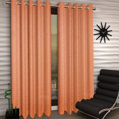 Heart Home Flower Design 4 Pieces Sheer Door Curtains Linen Look Semi Transparent Voile Grommet Elegance Curtains for Living Dining Room, Bedroom Drapes 48 x 84 Inch Long, (Peach) - CTHH7387