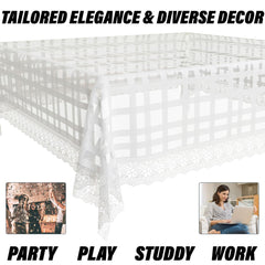 Heart Home Table Cover | PVC Dining Table Cover | Table Cloth | Center Table Cover | Table Cover for Kitchen Table | Self Check Table Cover for Hall Décor | 54 Inch | White