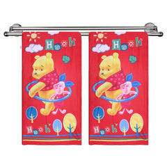 Heart Home Kids Bath Towel|Soft Cotton & Sides Stitched Baby Towel|Microfibered Winnie The Pooh and Piglet Pattern Toddler Towel,55x26 Inch,Pack of 2 (Red)