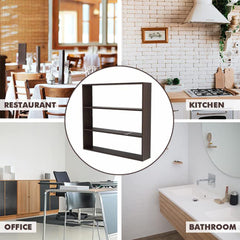 Heart Home 3 Tier Sturdy & Long-Lasting Wooden Wall Mount Wooden Wall Shelf for Bedroom & Living Room | Furniture Hanging Wall Rack Shelf for Decor & Kitchen | Brown