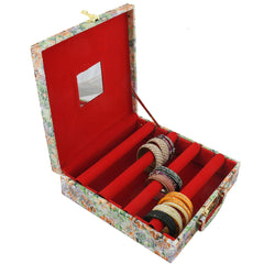 Kuber Industries Four Rod Bangle Box For Women|Storage Box with Lock System|Shining Bangle Organizer (Orange & Green)