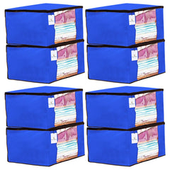 Kuber Industries 8 Piece Non Woven Fabric Saree Cover Set with Transparent Window, Extra Large, Royal Blue-CTKTC23740