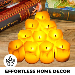 Kuber Industries Pack of 2 LED Candles for Home Decoration |Battey Operated |Flameless Yellow Light |Diwali Lights for Home Decoration, Along with Other Festivities & Parties|B0-051703A|Set of 12