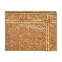 Heart Home Saree Cover | Clothes Storage Bag | Single Packing Saree with Zip Closure | Wardrobe Organizer | Cloth Stoarge Organizer | Bow New Flower-Design | Pack of 12 | Brown