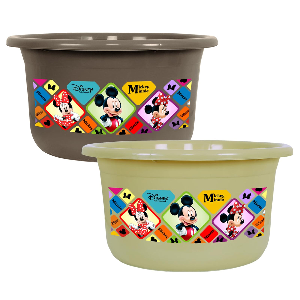 Heart Home Disney Check Bath Tub | Versatile Utility Gaint Tub | Plastic Bath Tub for Baby | Clothes Washing Tub For Bathroom | Feeding Pan Tub | TUB-25 LTR | Pack of 2 | Multi