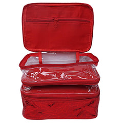 Kuber Industries CTKTC21153 Laminated PVC Make Up Kit Cum Jewellery Kit (Transparent , Maroon)