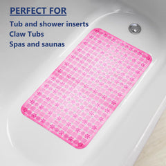 Heart Home Bath Mat | PVC Bathroom Mat | Shower Bath Mat | Transparent Round Check Floor Tub Mat | Foot Massager Mat | Anti-Skid Floor Shower Mat | Pack of 2 | Multi