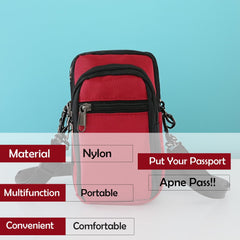 Kuber Industries Paspport Holder for Men & Women|Multifunction Passport Cover Bag|Nylon Passport Pouch for Luggage-Pack of 4 (Red)