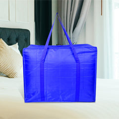 Heart Home Storage Attachi Bag | Parachute Travel Storage Bag | Underbed Storage Bag | Storage Organizer for Clothes | Zipper Closure Blanket Bag with Handle | Large | Pack of 2 | Blue