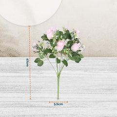 Kuber Industries Artificial Flowers for Home Décor|Natural Looking Indoor Fake Flowers for Vase|Artificial Flowers for Decoration|Without Basket-Pack of 3 (Pink)