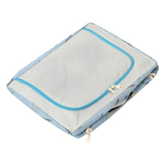 Kuber Industries Storage Box | Steel Frame Living Box | Storage Organizer For Clothes | Saree Cover for Woman | Multi Flower Print Cloth Organizer | 66 Liter | Sky Blue