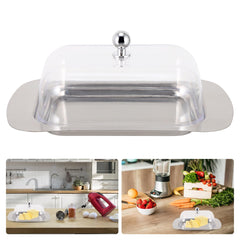 Kuber Industries Pack of 5 Butter Box Container | Steel Butter Dish Box | Cheese Storage Keeper Tray | Butter Keeper Container | Butter Storage Container Tray | Butter Tray | 11008-D | Silver
