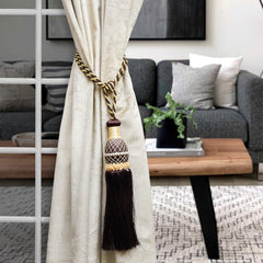 Heart Home Tassel | Curtain Tie Back Tassel Set | Curtain Holder Tieback | Curtain Tieback | Curtain Holder for Home & Office Décor | Moti Kit Pit Tassel | Brown