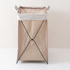 Homestic 51 Ltr Foldable Bamboo Laundry Basket For Clothes With Lid | Washing Clothes Storage Bag & Laundry Box - Light Brown