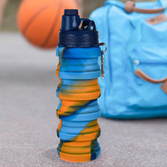 Heart Home Water Bottle | Silicone School Water Bottle | Expandable Water Bottle | Folding Water Bottle | Gym Water Bottle | Sports Water Bottle | 500 ML | Blue
