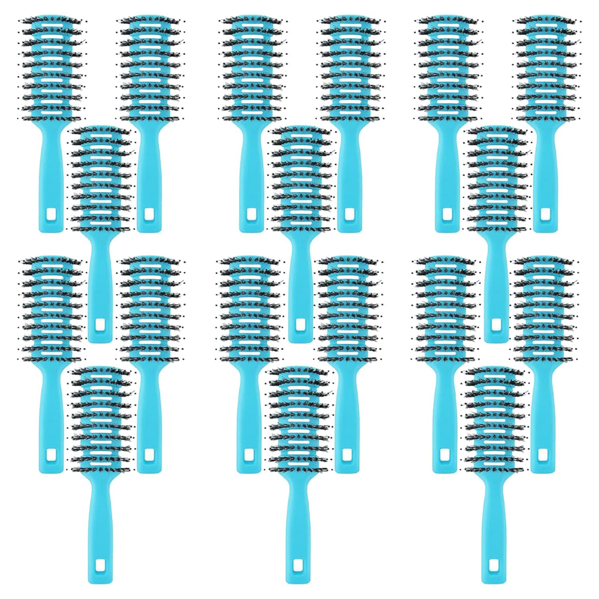 Kuber Industries Hair Brush | Flexible Bristles Brush | Hair Brush with Paddle| Suitable For All Hair Types | Round Vented Hair Brush | 18 Piece | Pack of 6 | C13-X-BLE | Blue