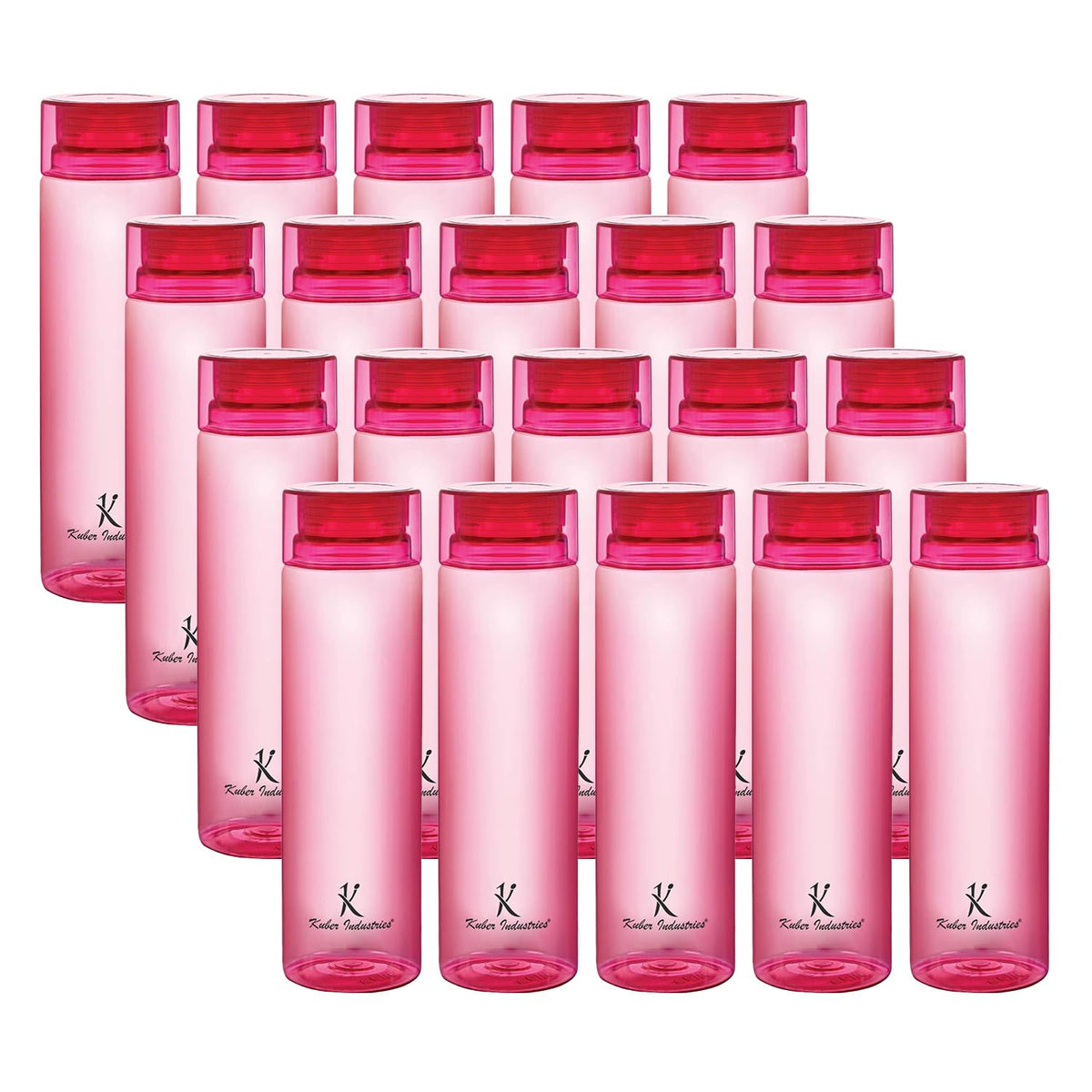 Kuber Industries BPA Free Plastic Water Bottles | Breakproof, Leakproof, Food Grade PET Bottles | Water Bottle for Kids & Adults | Plastic Bottle Set of 4 |Pink (Pack of 5)