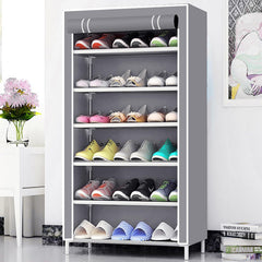 Kuber Industries Shoe Rack|Non-Woven 6 Shelves Shelf|Foldable Storage Rack Organizer for Shoe, Books-Pack of 2 (Grey)