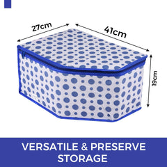 Heart Home Saree Cover & Blouse Cover Set | Saree & Blouse Organizer Combo Set | 2 Pieces Blouse & 2 Pieces Saree Cover Set | Zipper Closure | Dot-Design | Set of 4 | Blue