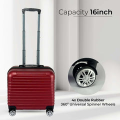 Kuber Industries 16inch Strong & Lightweight Cabin Trolley Bags with 360 Degree Rotating Wheels | Expandable Carry-On Cabin Luggage Suitcase | Bags for Travelling | Red