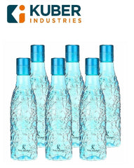 Kuber Industries BPA-Free Plastic Water Bottle|Leak Proof, Firm Grip, 100% Food Grade Plastic Bottles|for Home, Office, & Gym|Unbreakable, Freezer Proof, Fridge Water Bottle|Set of 6|Blue (Pack of 4)