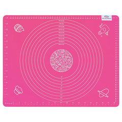 Heart Home Baking Mat|Silicone Non-Stick Stretchable Kneading Mat|Fondant Rolling Mat for Kitchen,Roti,Chapati,Cake,19 x 16 Inche (Pink)