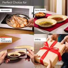 Urbane Home Borosilicate Glass Dinner Set of 4 Plates | Home Crockery for Dining | Microwave Dishwasher Safe | Dinner Plates for Festive Occasions/Parties | Yellow