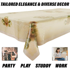 Kuber Industries Dining Table Cover | PVC Table Cloth Cover | 6-Seater Table Cloth | Table Protector Cover | Table Cover for Dining Table | Self Transparent Table Cover | 60x90 Inch | DTC | Cream