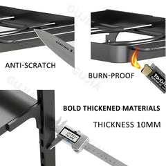 Kuber Industries 4-Layer Pots and Pans Organiser Rack|Kitchen Organization And Storage|Adjustable Pot Lid Holder Rack|Home Kitchen Accessories Pack of 5 (Black)