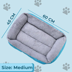 Kuber Industries Dog & Cat Bed|Super Soft Plush Top Pet Bed|Oxford Cloth Polyester Filling|Machine Washable Dog Bed|Rectangular Cat Bed with Rise-Edge Pillow|QY036B-M|Sky Blue (Pack of 5)