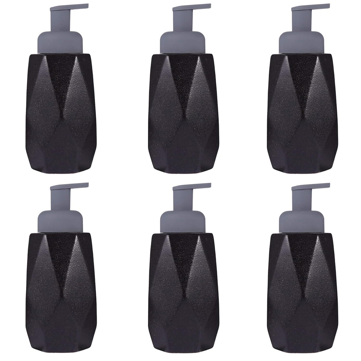 Kuber Industries Liquid Soap Dispenser | Handwash Soap Dispenser | Soap Dispenser for Wash Basin | Shampoo Dispenser Bottle | Bathroom Dispenser Bottle | Pack of 6 | JY00015 | 400 ml | Black