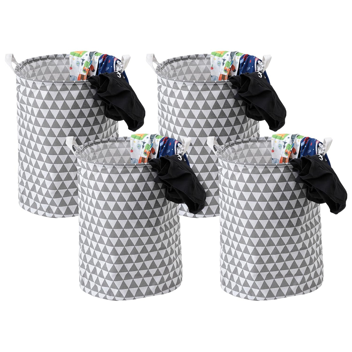 Kuber Industries Laundry Basket For Clothes|Foldable Laundry Hamper|Basket For Toys, Dirty clothes, Storage "45 LTR"-Pack of 4 (Grey)