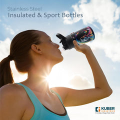 Kuber Industries 350 ml Insulated Water Bottle | Space Kids Water Bottle | Stainless Steel Kids Water Bottle | Water Bottle with Push-Button Flip Lid | Bottle For School | Multicolor | Pack of 6