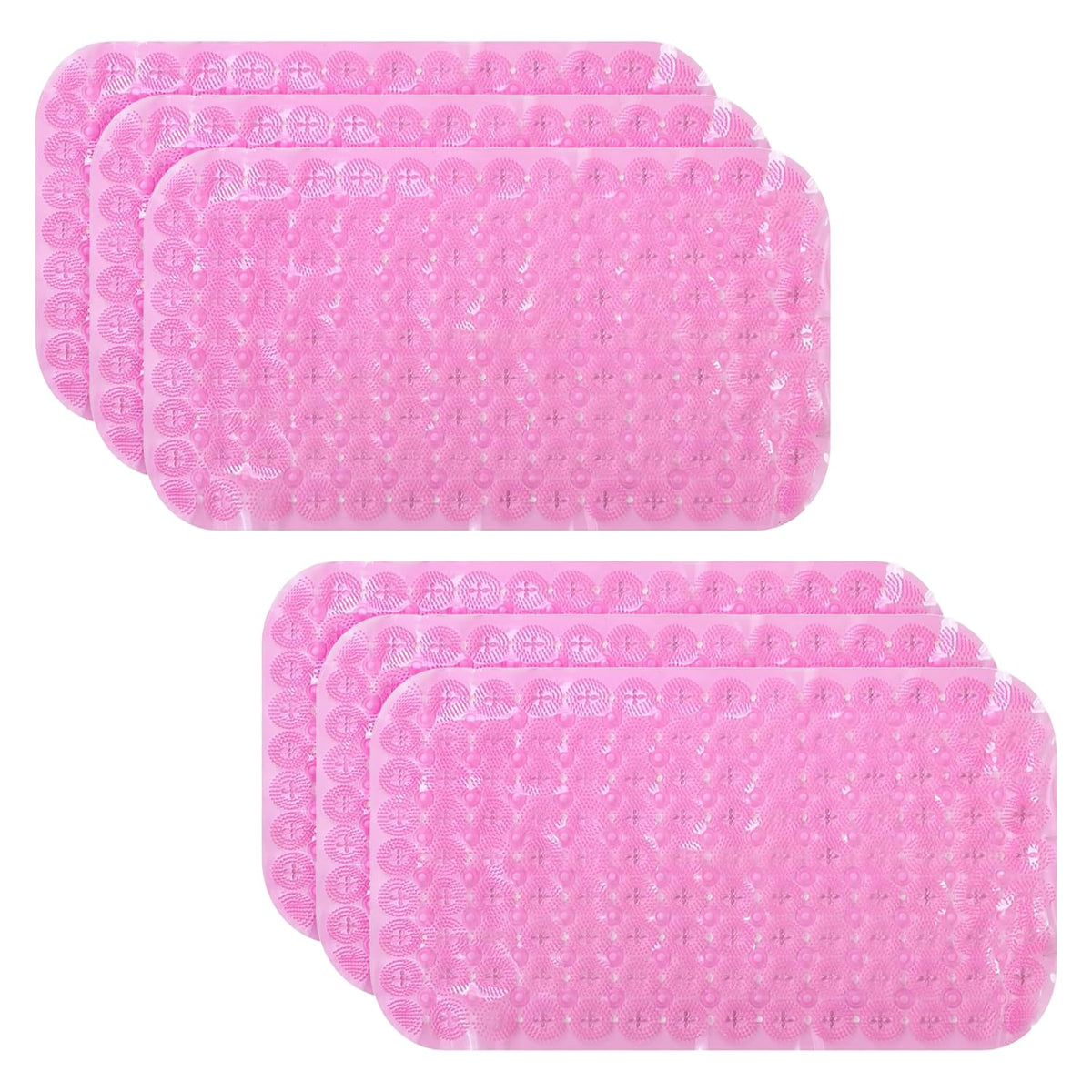 Kuber Industries Bath Mat | PVC Bathroom Mat | Shower Bath Mat | Floor Tub Mat | Foot Massager Mat | Anti-Skid Shower Bathroom Mat | B-01C |Pack of 6| Pink