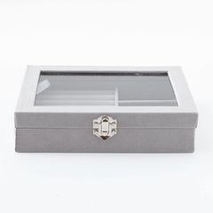 Kuber Industries Pack of 5 Velvet Jewelry Box Organizer | Jewelry Storage Box | Jewelry Organizer | Showcase Holder Dresser Organizer for Earring Necklace Bracelet Ring |PYXX-015 | Grey