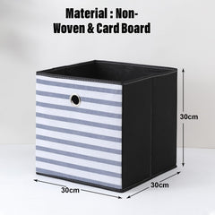 Kuber Industries Foldable Storage Basket|Square Toy Storage Bin|Front Grab Handle|Wardrobe, Closet Organizer (Navy Blue) (Pack Of 2)