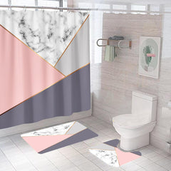 Urbane Home 7 Feet Shower Curtain & 2 Pcs Bathmat I Anti Slip I Quick Dry I Waterproof I Easy-Slide Curtains I Bath Decor I Multicolour