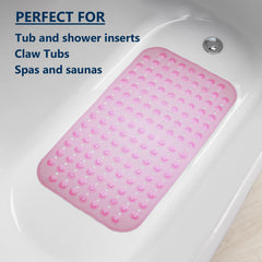 Heart Home Bath Mat | PVC Bathroom Mat | Shower Bath Mat | Transparent Round Floor Tub Mat | Foot Massager Mat | Anti-Skid Shower Mat with Drain Holes | Pack of 2 | Multi