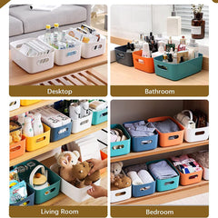 Kuber Industries (Set of 6) Plastic Baskets For Organizing (Medium) Storage Basket With Handle - For Makeup Items, Toys, Socks -Green, Yellow & Orange