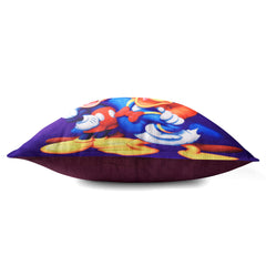 Heart Home Disney Team Minnie Mickey Print Silk Special Long Crush Cushion Covers (16"x16") Set of 3, Royal Blue & Red & Black- HEART1321
