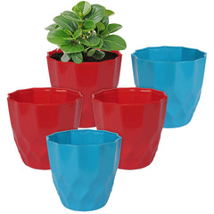 Heart Home Flower Pot | Flower Planter Pots for Indoor | Flower Pots for Outdoor | Pot for Garden & Balcony Flowering | Flower Plants Pot | Barfi Flower Pot | 6 Inch | Pack of 5 | Multi