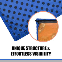 Heart Home Saree Cover | Clothes Storage Bag | Single Packing Saree with Zip Closure | Wardrobe Organizer | Cloth Stoarge Organizer | Dot Design | Pack of 24 | Blue